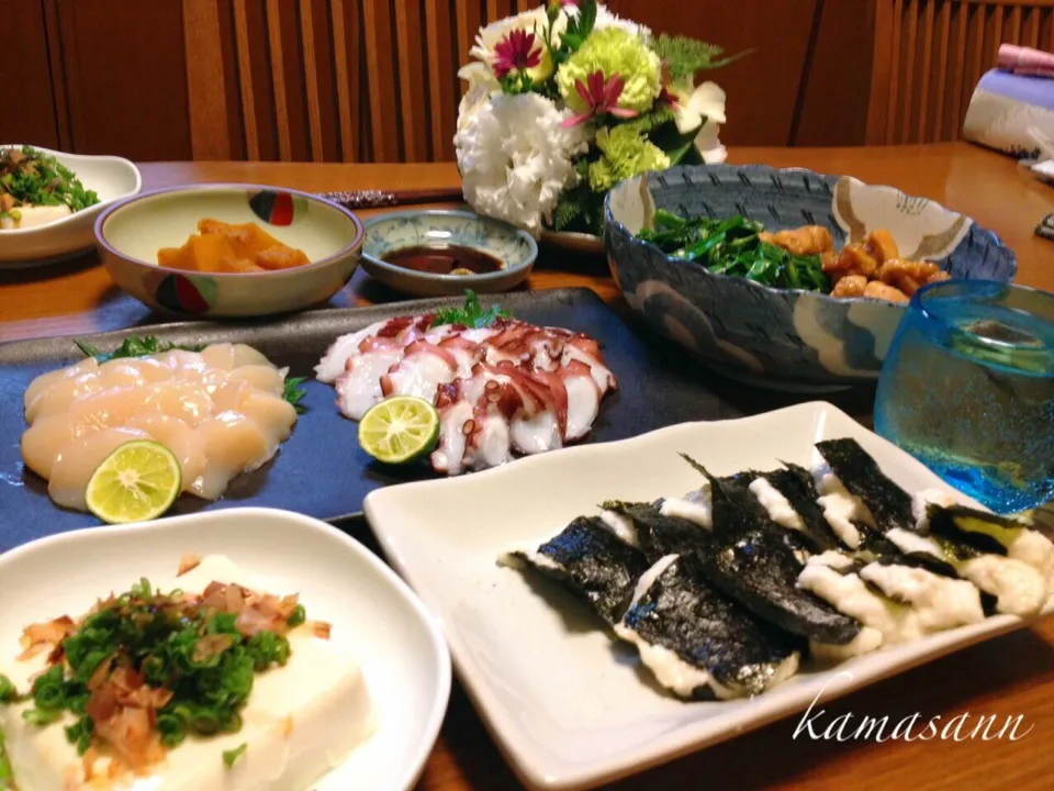 お造り🐙鶏とおねぎの炊いたんとか〜(^-^)/|かまさん