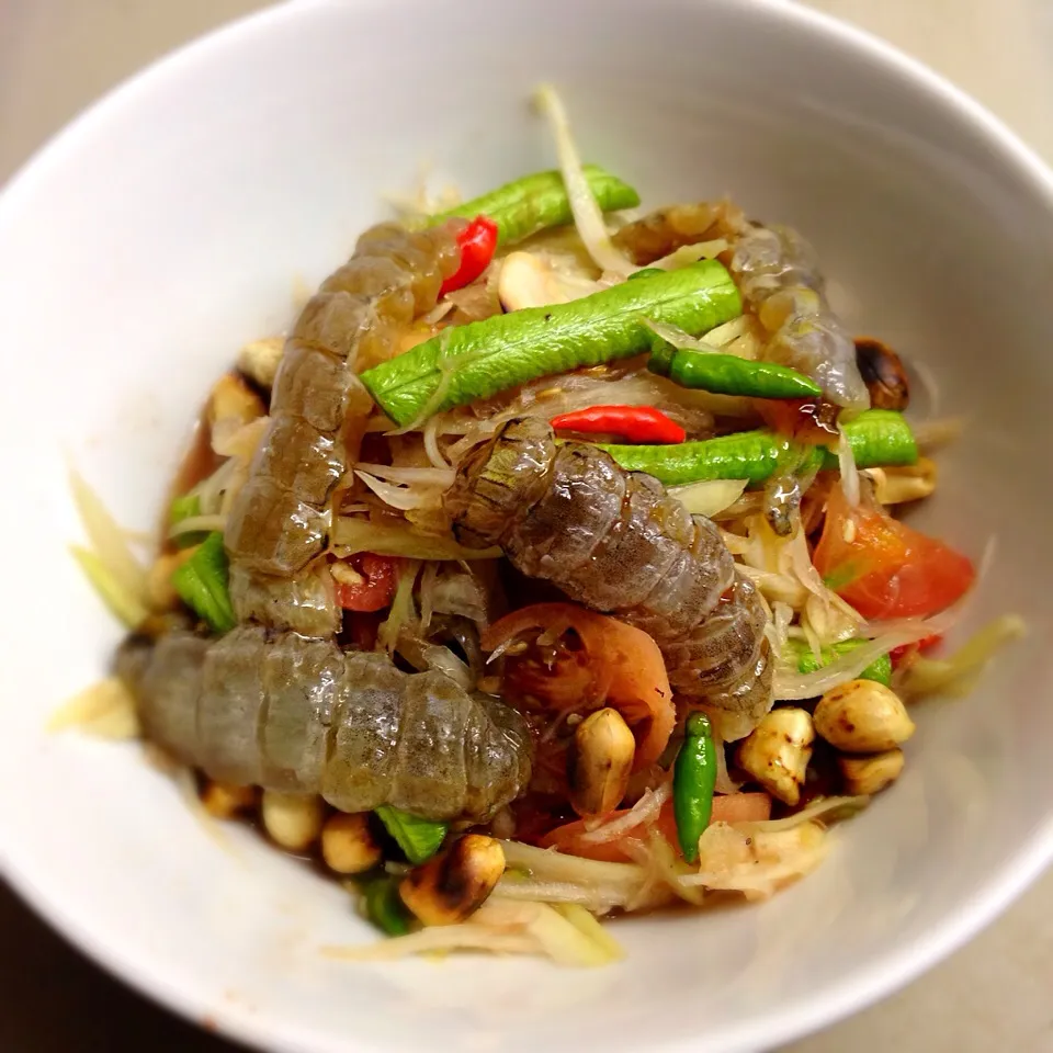 ตำกะปิใส่กั้งดอง Papaya Salad with Mantis Shrimp|nicky tangさん