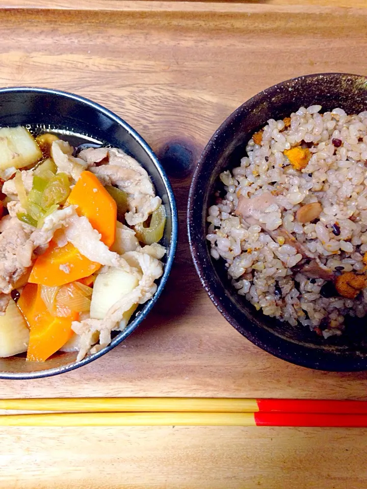 いちご煮炊き込みご飯・山芋の豚汁|koinasubiさん