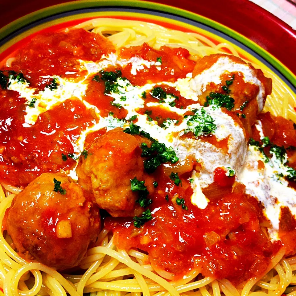 ミートボール入トマトパスタ|りーぴんさん