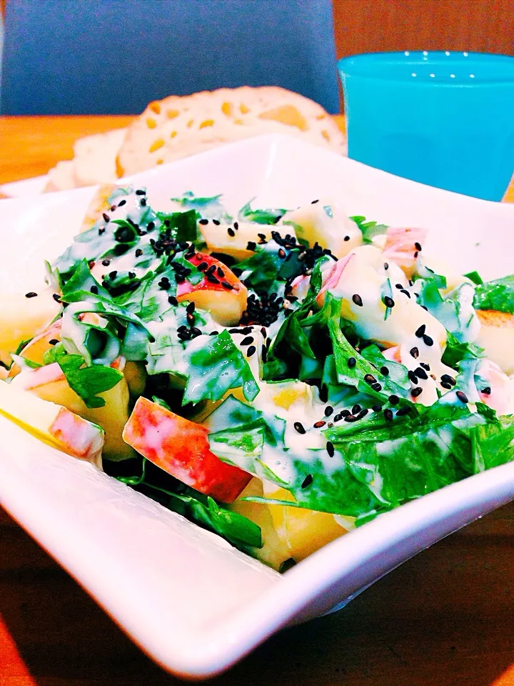 Apples and celery salad w soy yogurt sauce #vegan|Leahさん