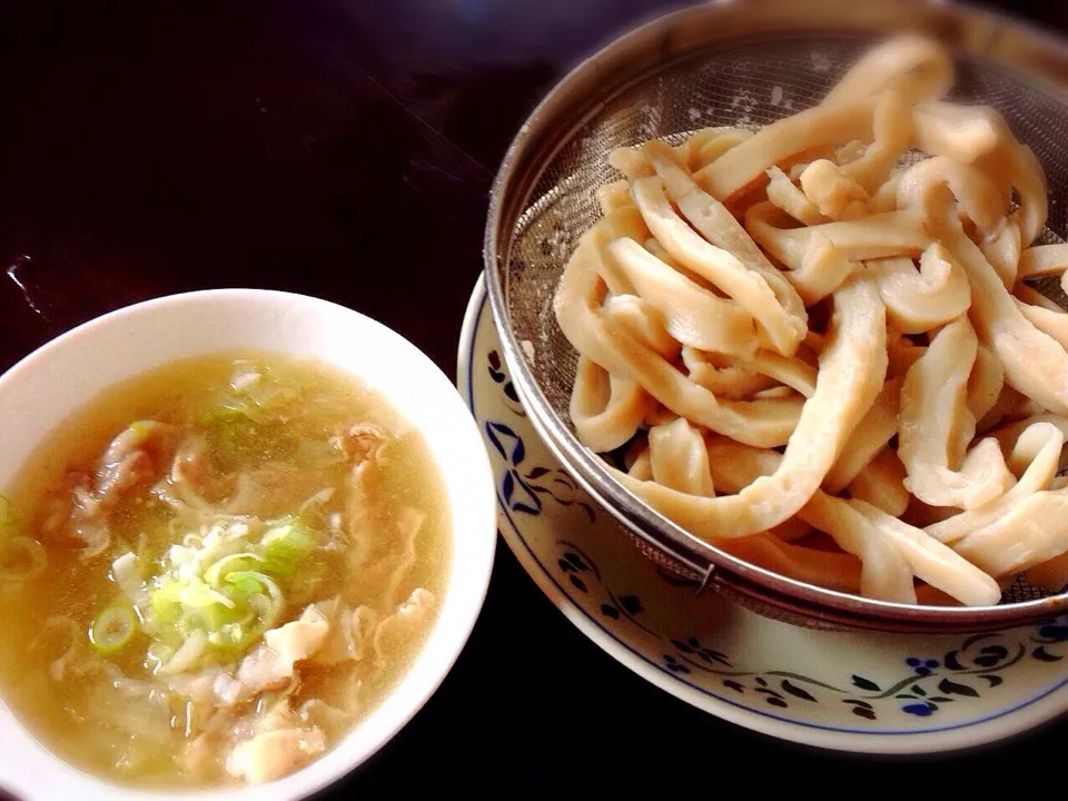 手作りうどん、塩味スープ|うまたろうさん