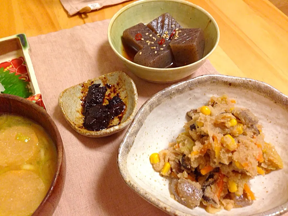 卯の花、こんにゃく煮、牛タンしぐれ煮|ポンさん