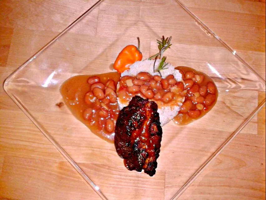 Morroccan Spiced Country Styled Ribs in a Peach Glaze, Red Beans & Coconut Rice|Bryan S. Mooreさん