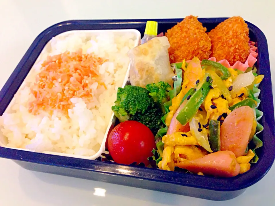 Snapdishの料理写真:サーモンフライと卵炒め弁当|のぞみさん