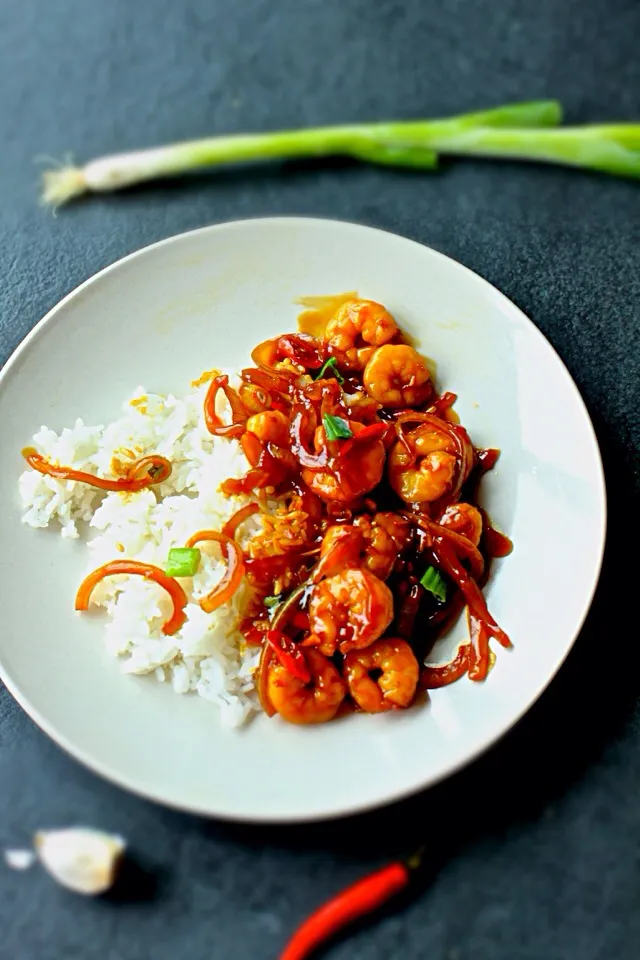 Prawns with sweet and spicy sauce|oliviacooksinholland.blogspot.comさん