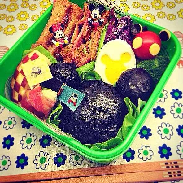 Micky mouse ♥️Fried ham lunch box.  ミッキーマウス♥️ハムカツ弁当|Yuka Nakataさん