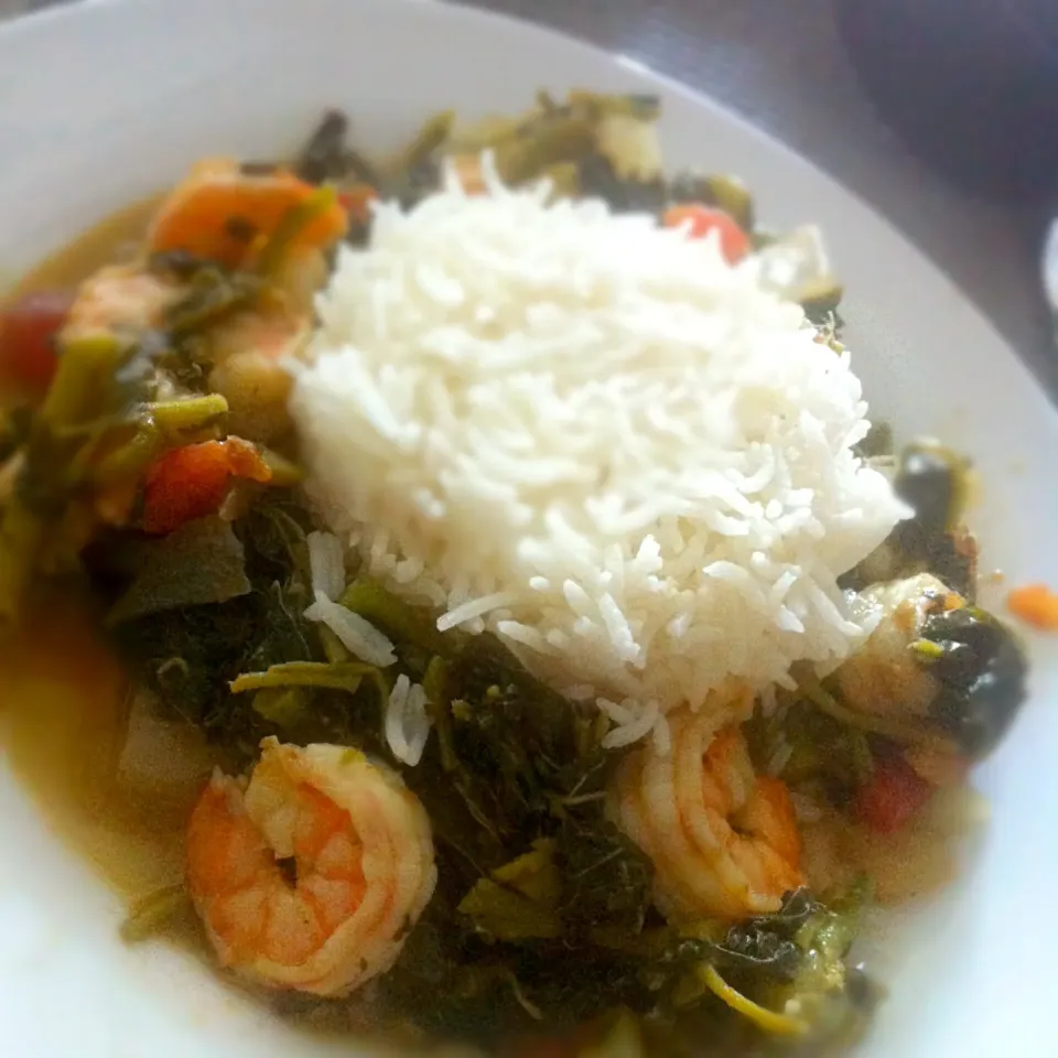 Callaloo and Shrimp | Basmati Rice|T.E.Dennisさん