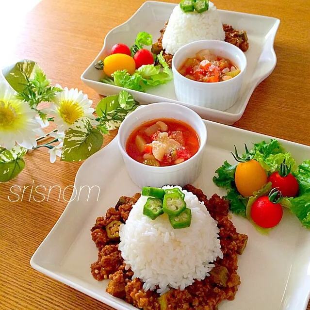 茄子とオクラのキーマカレー|なおさん