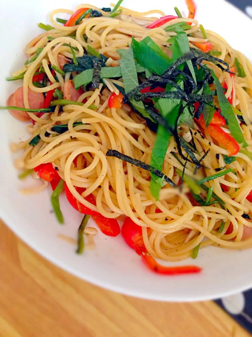 Snapdishの料理写真:余ってる野菜で和風パスタ|kotoriさん