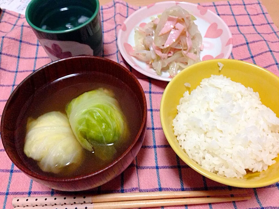 玉ねぎとハムのマリネと、ロールキャベツ(´ｰ∀ｰ`)|みらっこ˚﹢はたち!!は26になりましたさん