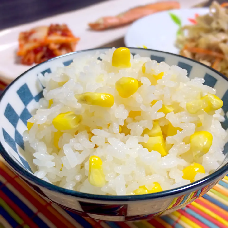 Snapdishの料理写真:なおちゃんに教えてもらったとうもろこしご飯♡|さくらさん