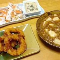 Snapdishの料理写真:燻製チキンと麻婆豆腐|Tokunaga Masahiroさん