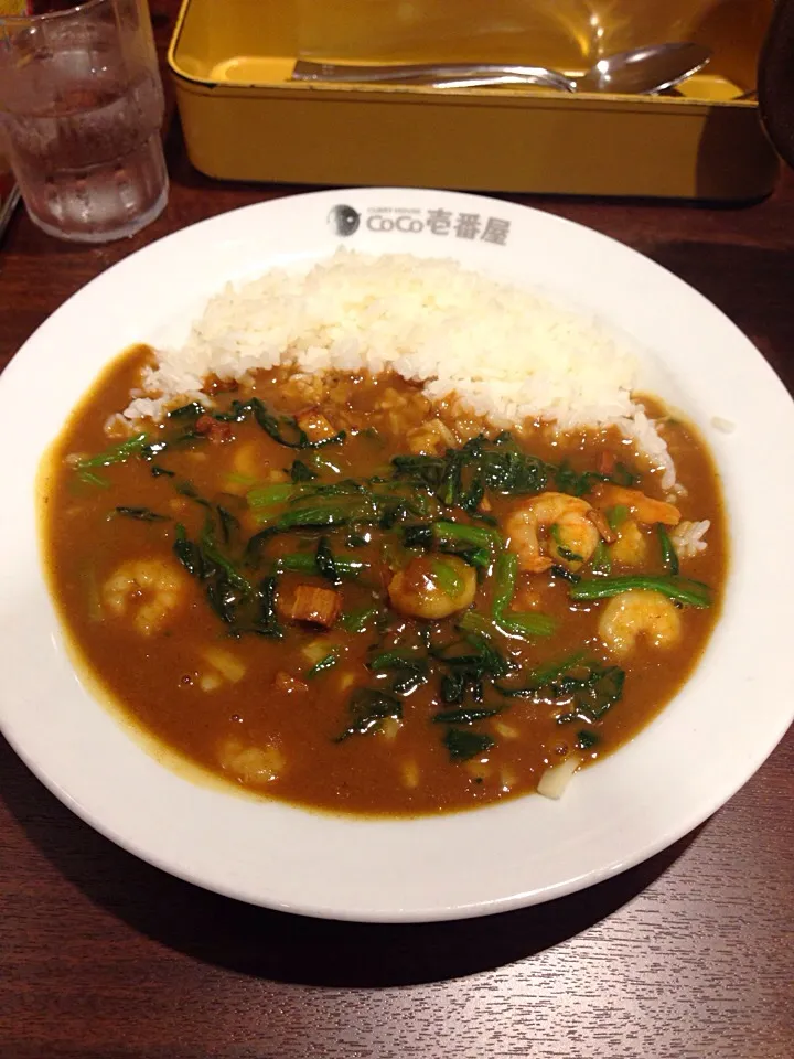 CoCo壱番屋のエビ煮込みカレー➕ほうれん草➕チーズ|Lascauxさん