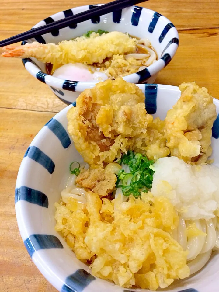 香川、讃岐うどん しょうゆぶっかけ鶏天|くぽさん