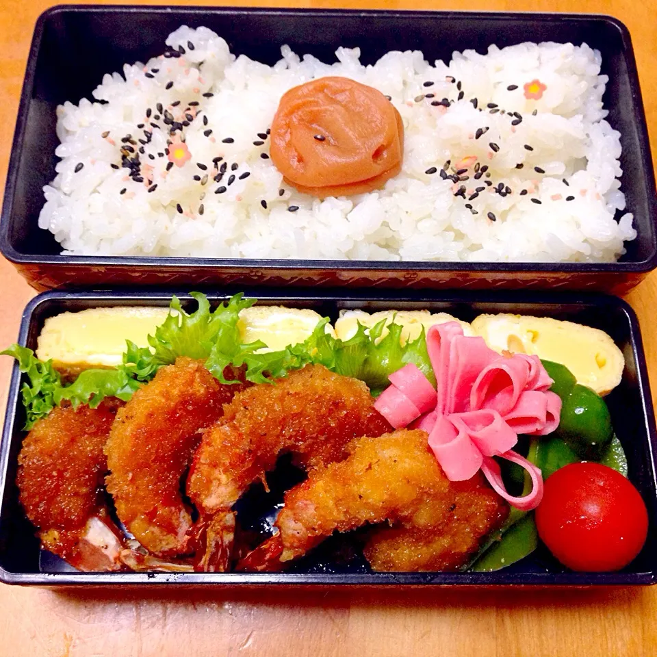 海老フライ甘辛煮弁当(*^^*)|sachiさん