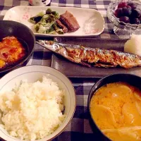 Snapdishの料理写真:秋刀魚と揚げ出し豆腐|Masayo Matsushitaさん