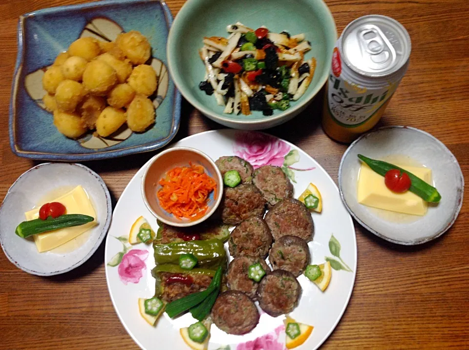 お月見セット。ポテトと椎茸肉詰めのお月様(^o^)/|しもっち"もたれつさん