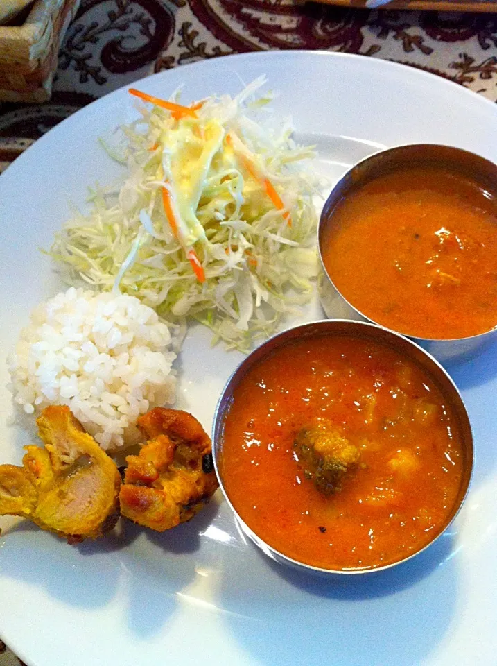 日替わりランチ（ヴェジタブルカレー、チキンカレー、タンドリーチキン）@インド料理 SATYAM（道祖土）|Kazuya Miyukiさん