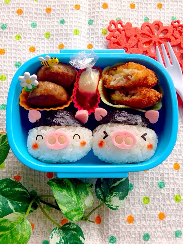 子ブタおにぎり弁当|ザッキー☆さん