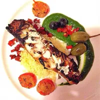 Snapdishの料理写真:Chilean Seabass with Spinach Purée, Couscous & Red Peppers|merlissaさん