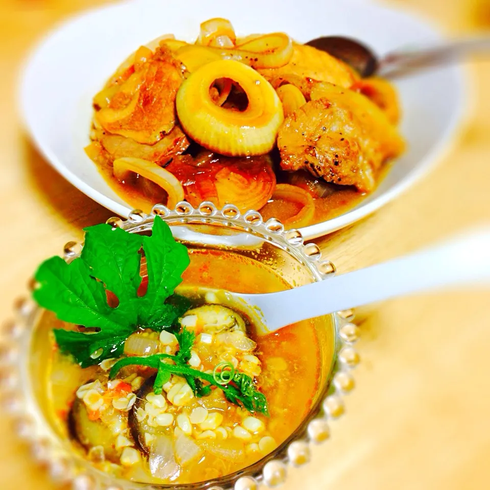 Pork steak and corn soup with tomato ( filipino style )|Laarni Nabongさん