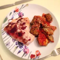 Eggplant Parm & Baked Chicken w Cherry BBQ sauce|Nicole Lynnさん