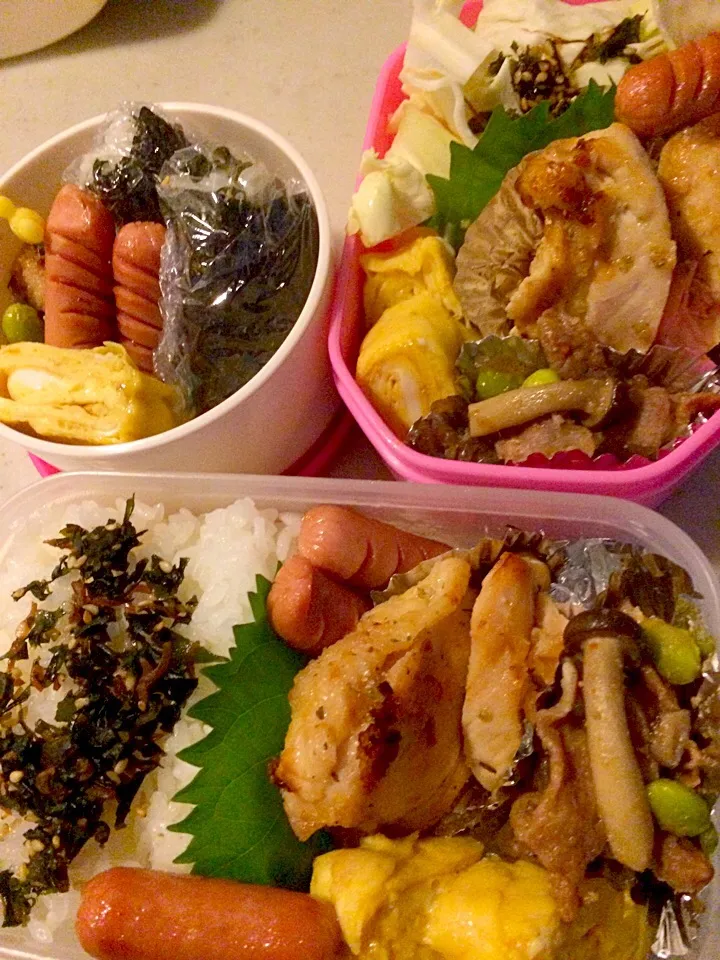 Snapdishの料理写真:母が作る3人のお弁当。|りんさん