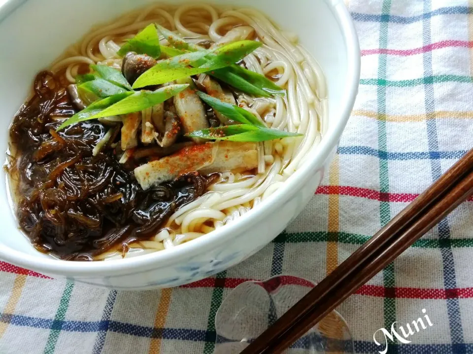 作りおきの『キノコ種』を使ってズボラにゅうめん♪今日は半田麺で>^_^<|key♪さん