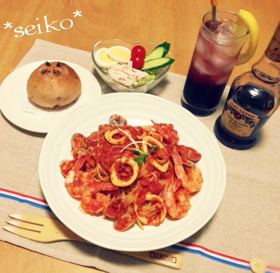 今夜の夕食✨大好きなカシスソーダとともに♡|*seiko*さん