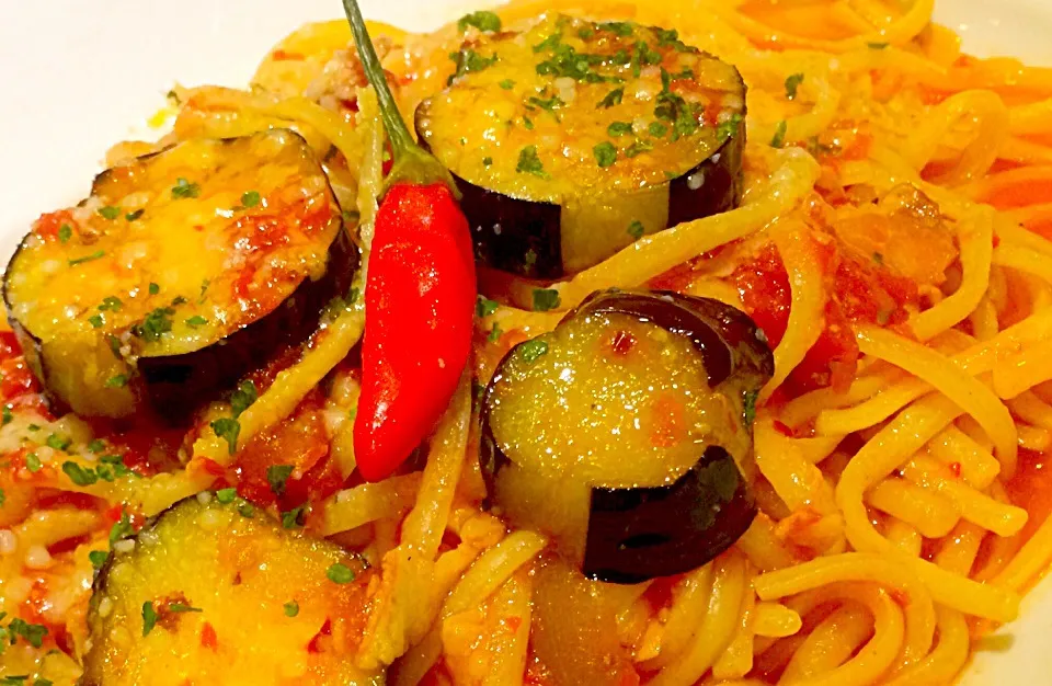 Bacon & eggplant italian spaghetti|Liezlさん