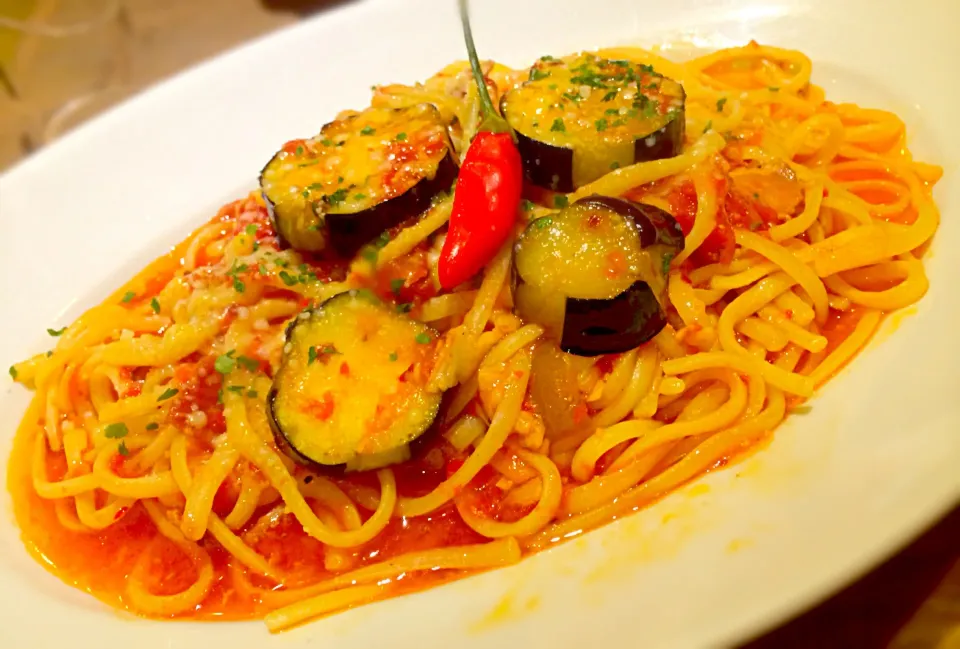 Bacon & eggplant italian spaghetti|Liezlさん