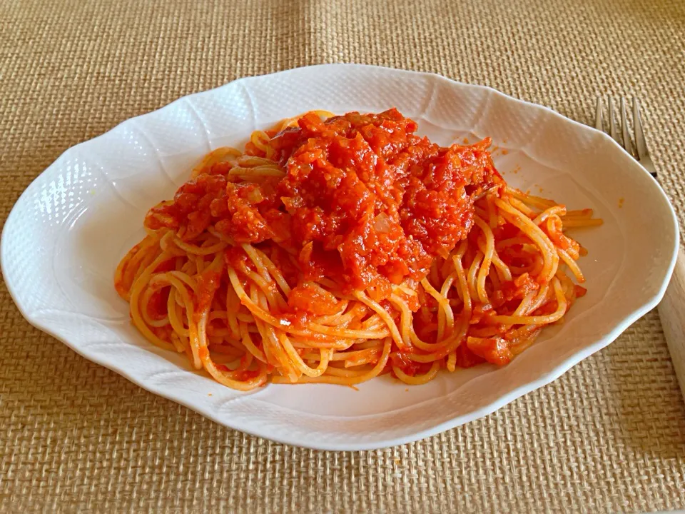 カプリチョーザのトマトとにんにくのスパゲティ風|にゃろめさん