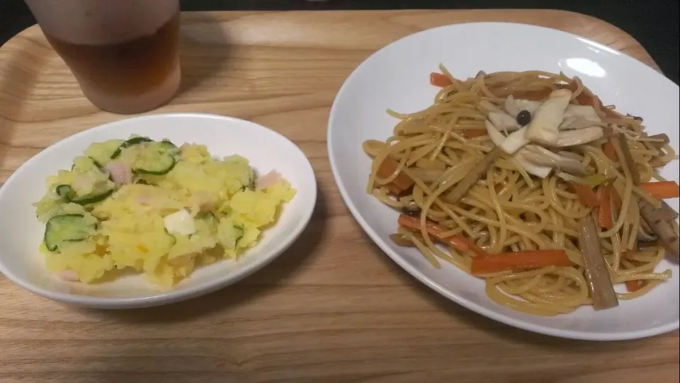 ポテトサラダ　きんぴらゴボウのパスタ|ちぐちさん