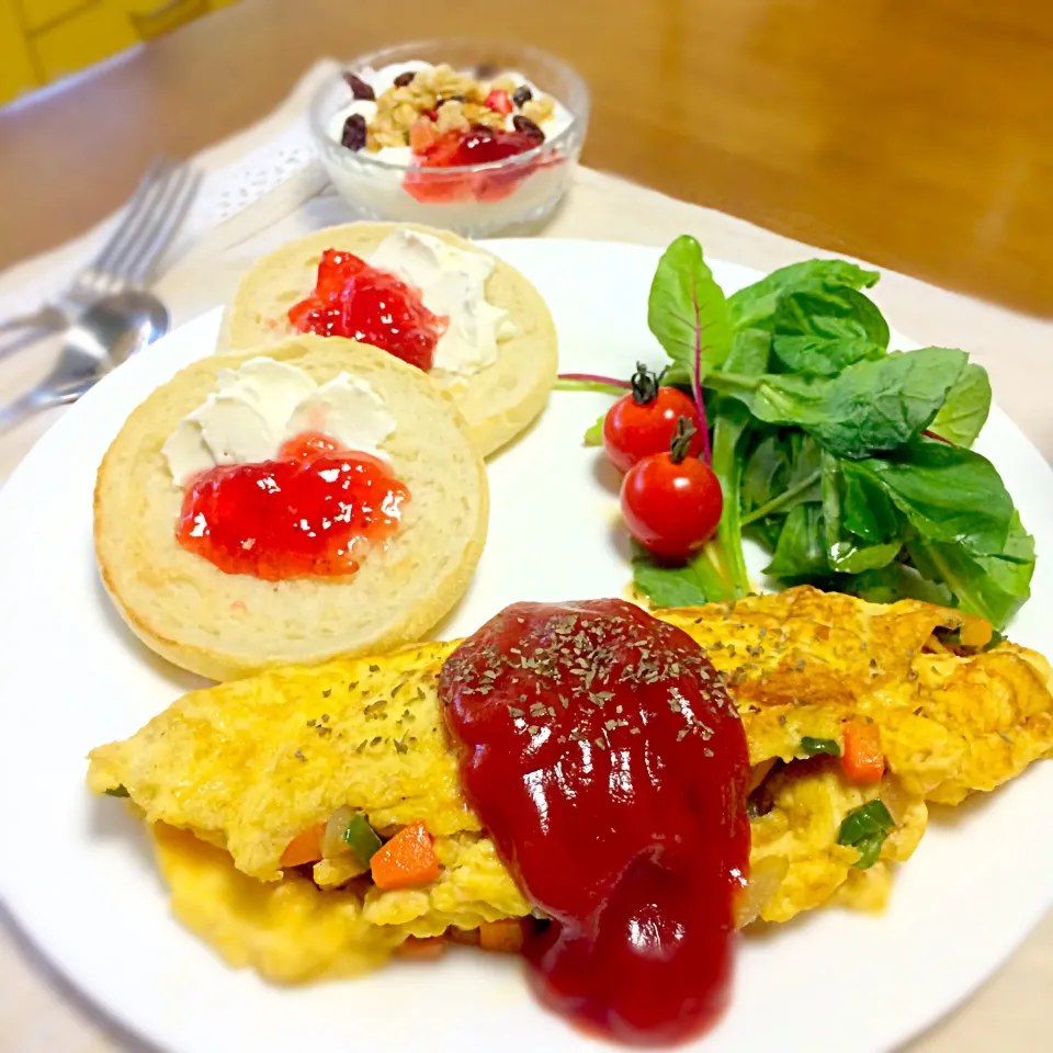 🍅野菜オムレツモーニング🍅|🍎ゆかりんご🍎さん