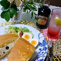 カシスレモンスカッシュとヨーグルトクリームのパンケーキフルーツサンドのブランチ|中村 有加利さん