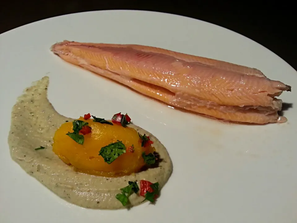 Snapdishの料理写真:Homesmoked red trout, eggplant caviar and sweet potato cannelle|Frank&Jolanda - Eteninbeeldさん