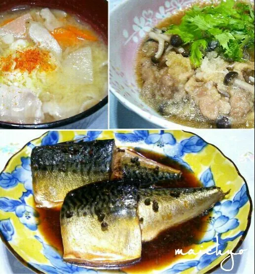 鯖の山椒煮  豚肉揚げみぞれ煮  豚汁|maichyoさん