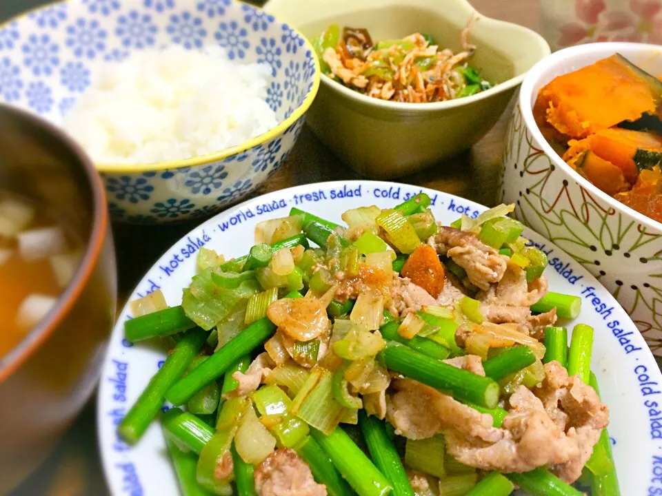 今日の晩御飯。ニンニクの芽＋豚肉！|ぺぎこさん