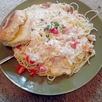 Snapdishの料理写真:Lobster Bruschetta Pasta with a Garlic Butter Biscuit #goodwithchardonnay|Pepper Pope-Pettisさん