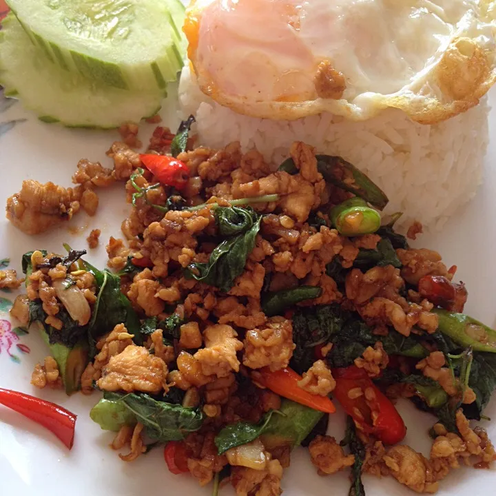 กระเพราไก่+ไข่ดาว|Zara Tcrさん