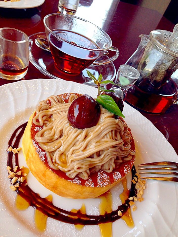 星乃珈琲店 栗のスフレパンケーキ シングル紅茶 がぁが Snapdish スナップディッシュ Id 9xomya