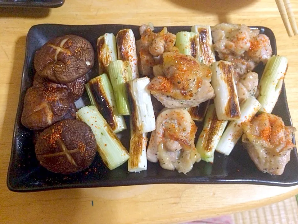 Yakitori with mushroom and long onion|aiko takagiさん