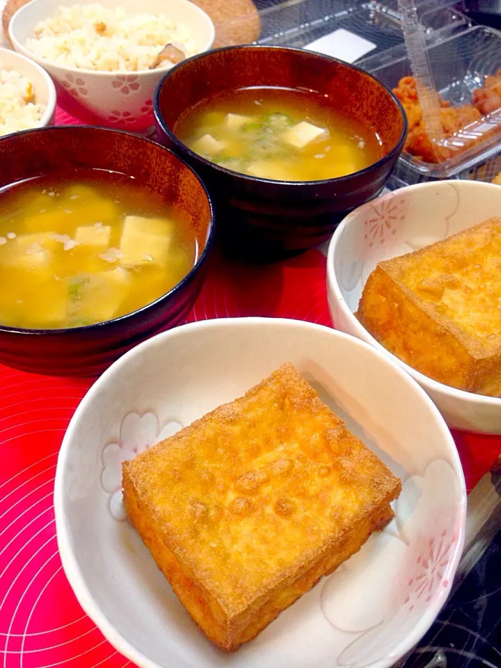 20140916 今日の夕ごはん 鯛めし＆厚揚げ＆オクラと豆腐の味噌汁他|ponnaoさん