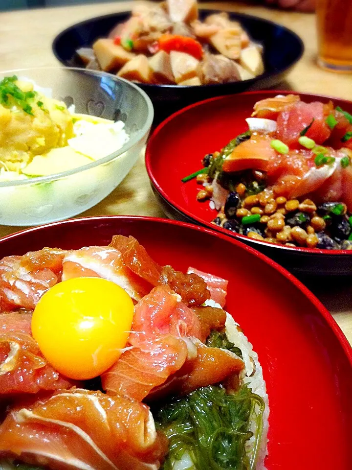 鮪のスタミナ醤油漬け丼|かずきっちんさん