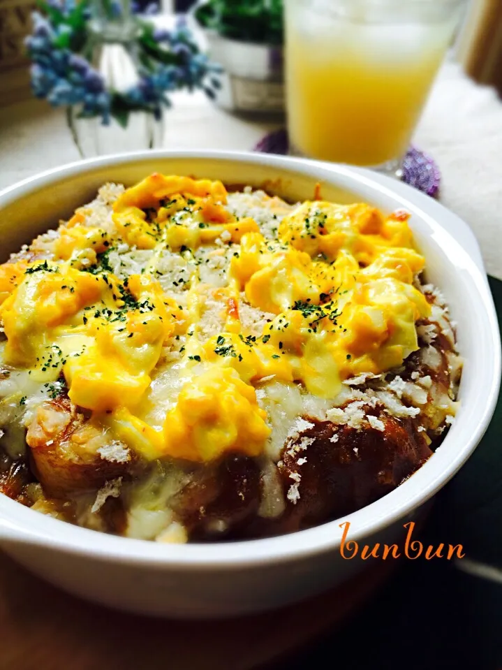 昨夜のカレーをドリアにして食べたょ。|ハナたなさん