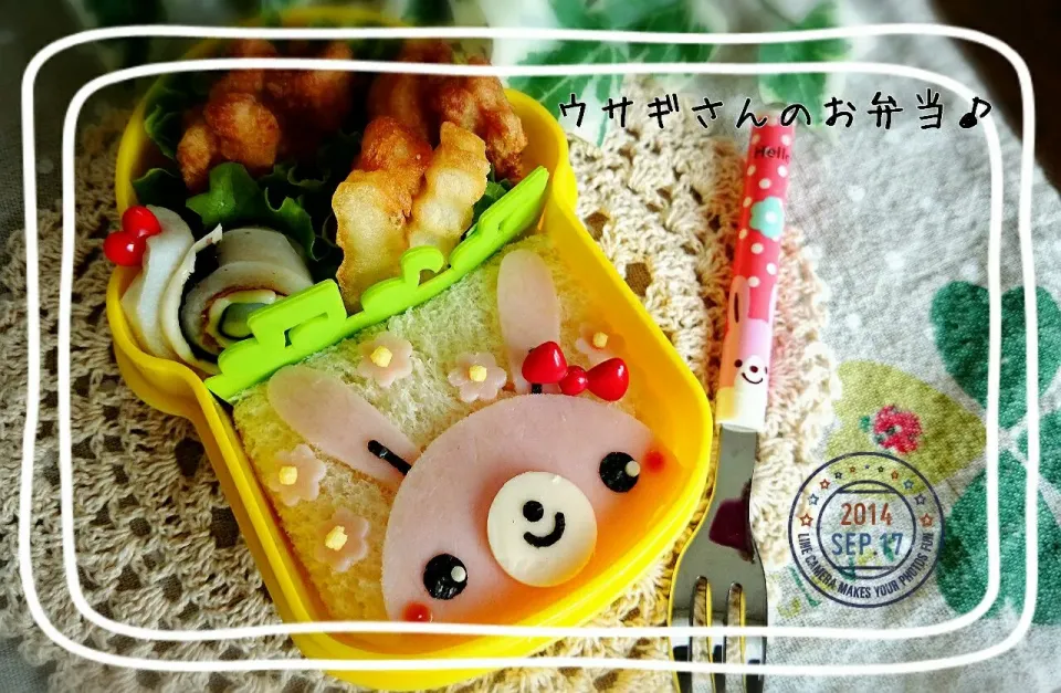 Snapdishの料理写真:ハムで簡単♪ウサギさんのお弁当♪|mokoさん