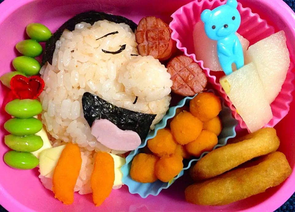 ☆本日の幼稚園お弁当☆リクエストはドラえもんのジャイアン！せっかく作ったのにウインナーで目が隠れた〜〜。|♡Noriko♡さん