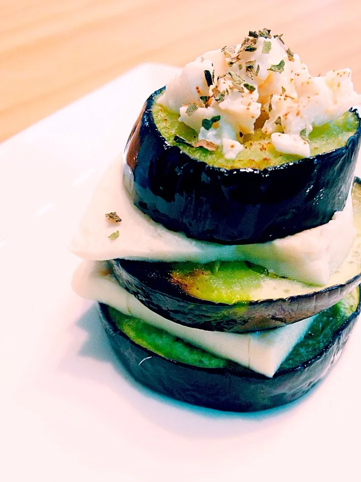 Eggplant stacks w vegan tofu cheese #vegan|Leahさん