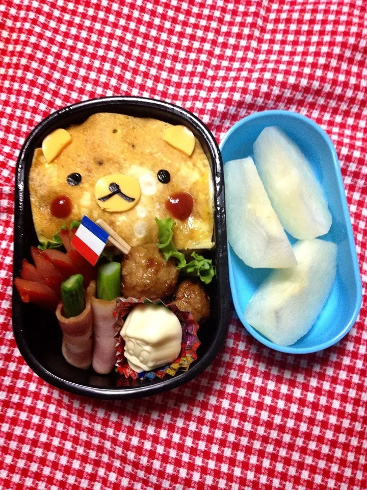 リラックマの予定が…普通のクマさんになっちゃったオムライスお弁当☆|あいさん